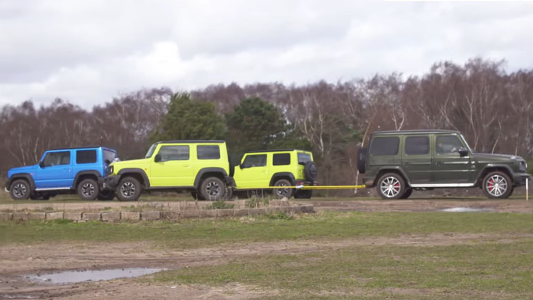 Μπορούν τρία Jimny να τραβήξουν μία AMG G63;